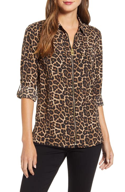 michael michael kors leopard dog tag shirt|Tops .